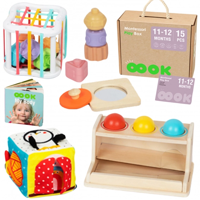 Edukativní box montessori XXL 5v1 pro miminka 11-12 měsíců
