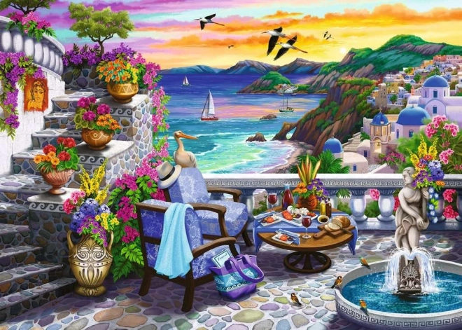 Puzzle Ravensburger Západ slunce nad Santorini 300 dílků