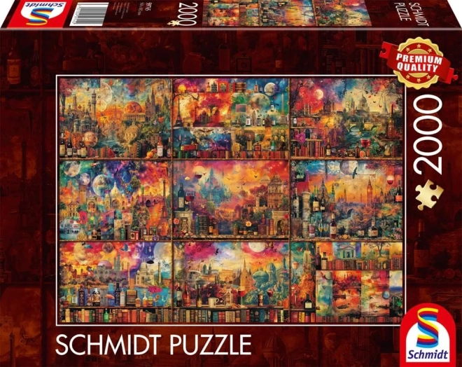 Puzzle Cestování s knihami a vínem 2000 dílků