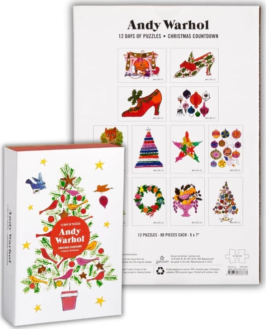 Vánoční puzzle adventní kalendář 12 dní podle Andyho Warhola