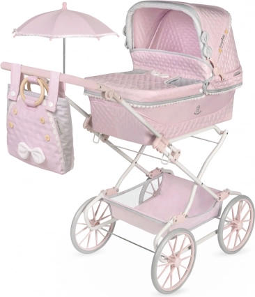 Skládací kočárek pro panenky s korbičkou a slunečníkem Sophie 90 cm