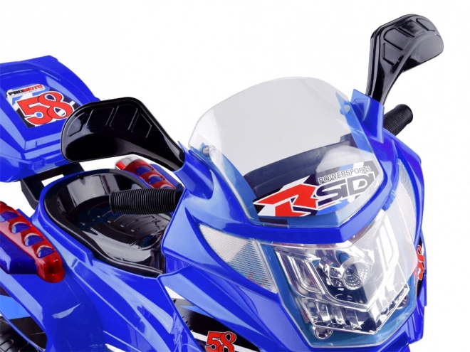 Dětský sportovní motocykl s barevným LED osvětlením – Modrá