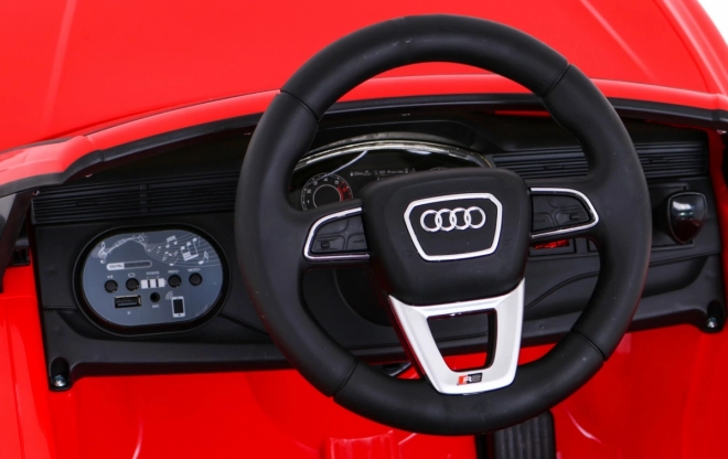 Audi RS Q8 Baterie auto + telecomandă + pornire lentă + EVA + LED + MP3 USB – Červená