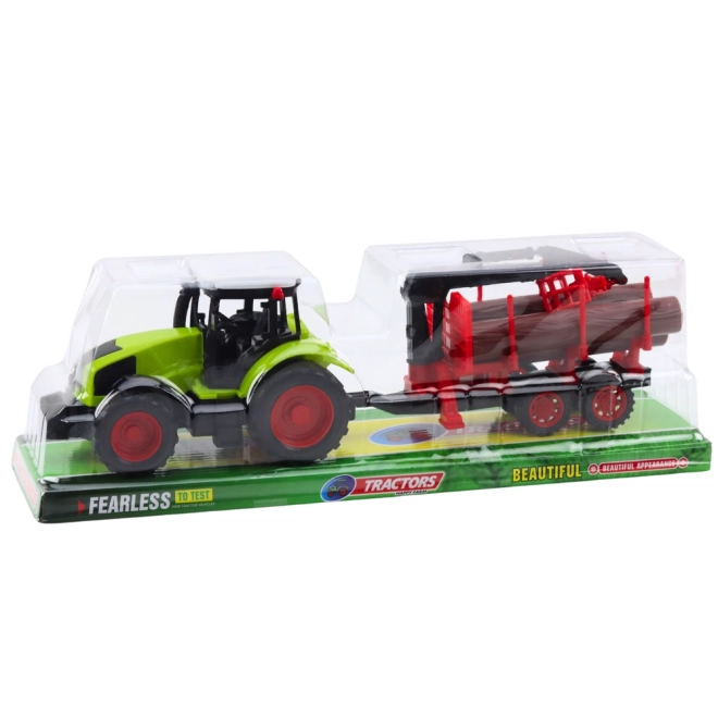 Traktor s přívěsem pro přepravu dřeva