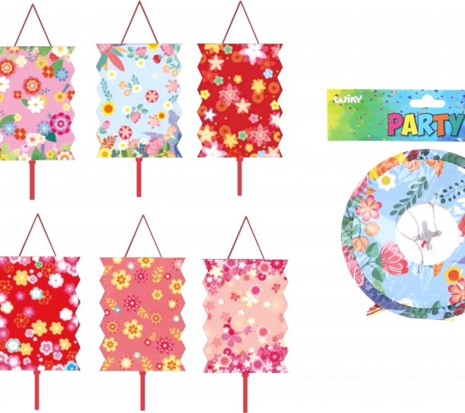 Lampion válec 16 cm s Květinovým vzorem