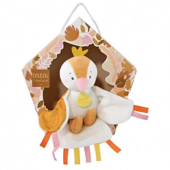 Doudou Dárková sada - hudební plyšová hračka ptáček 23 cm – žlutá