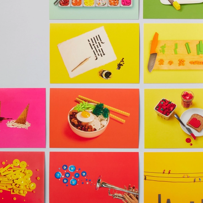 LEGO zátiší s kostkami – sada 100 pohlednic