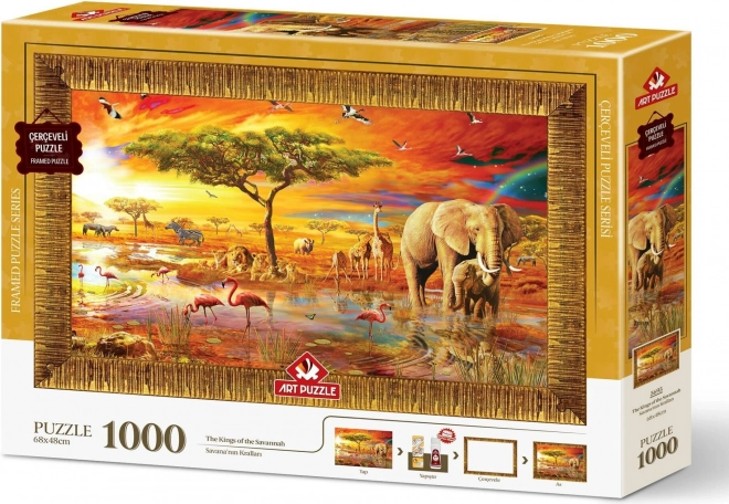ART PUZZLE Puzzle s rámem a lepidlem 3v1 1000 dílků – Králové savany