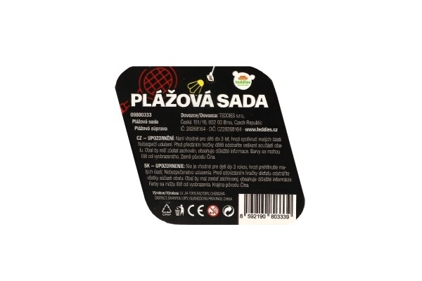Barevná plážová sada pálky s míčkem a košíčkem