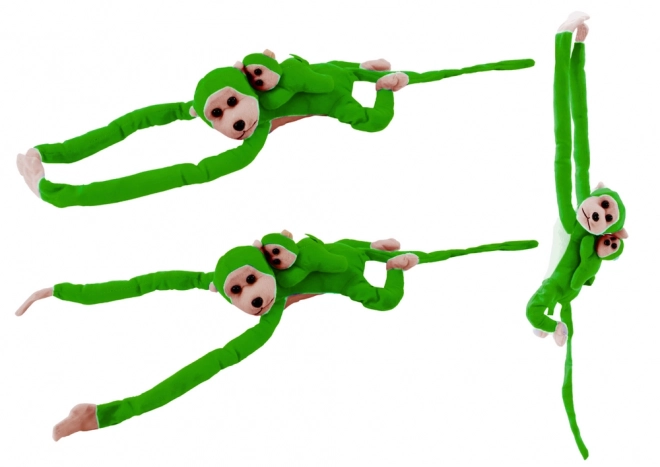 Plyšová opička se zeleným mláďátkem 70 cm