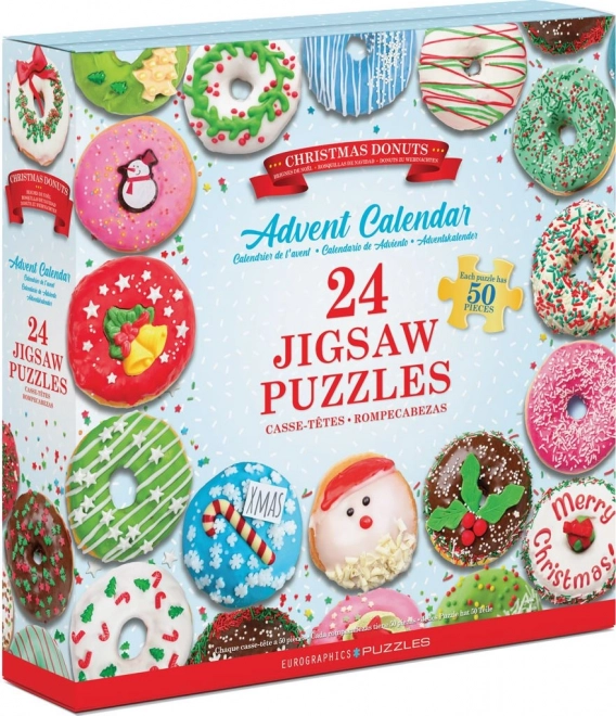 Adventni koledar s sestavljanko Eurographics 24 x 50 kosov – Vánoční donuty