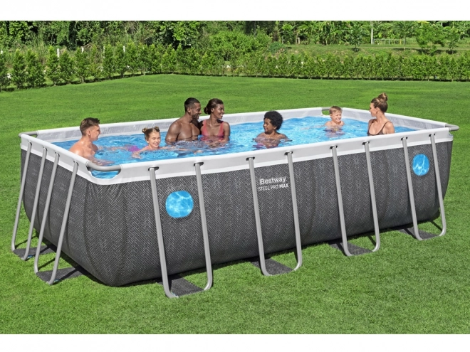 Obdélníkový bazén Bestway Steel Pro Max Splashview 488x244x122 cm šedý ratan