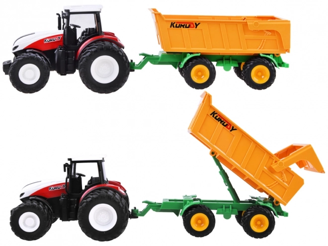 Dálkově ovládaný traktor s gumovými koly + přívěs RC0601