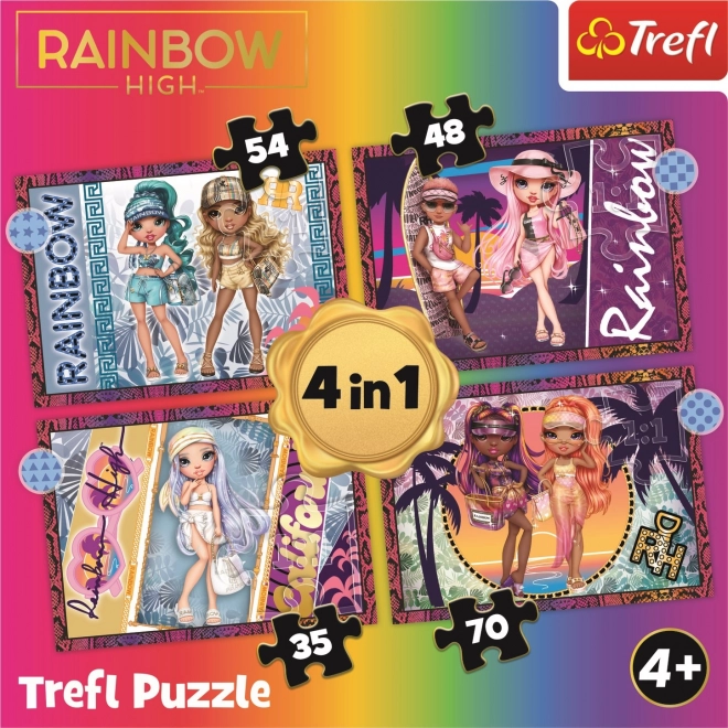 Puzzle 4v1 Módní duhové vysoké panenky
