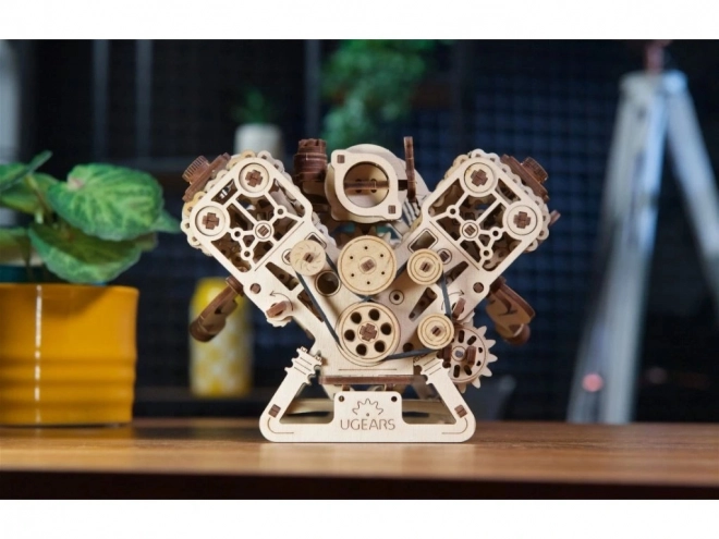 Ugears 3D dřevěné puzzle motor V8