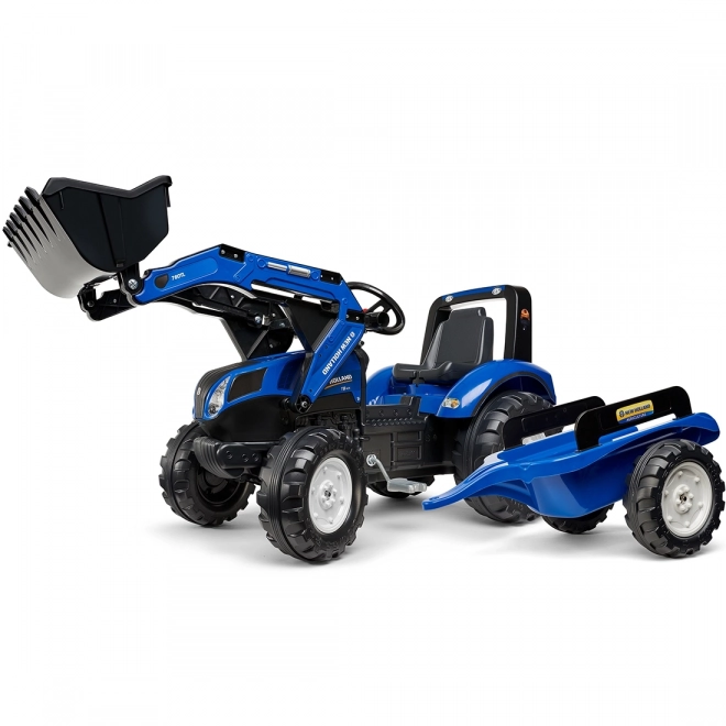 Traktor šlapací New Holland T8 s valníkem a přední lžící mod