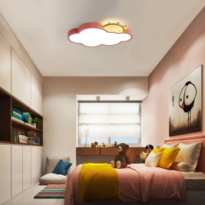 Lampa LED růžová obláček s dálkovým ovládáním