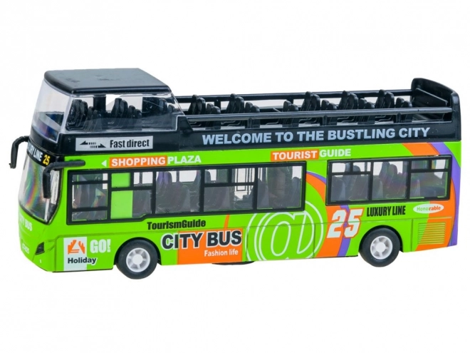 Kovový patrový autobus s otevíracími dveřmi – Zelená