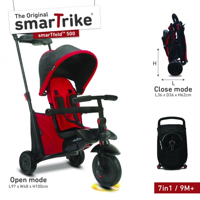 Tříkolka Smart Trike 7 v 1 Smartfold 500 červená