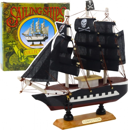 Model dekorativního pirátského plachetnice Černá 20x20cm