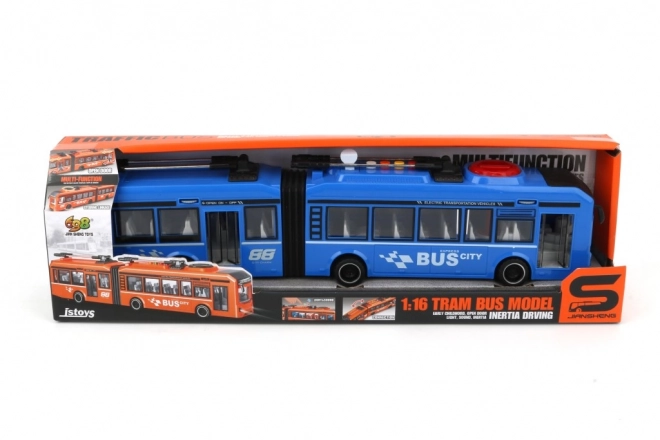 Modrý trolejbus ve velikosti 1:16