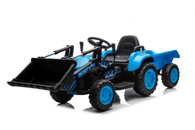 Elektrický dětský traktor s lžící modrý
