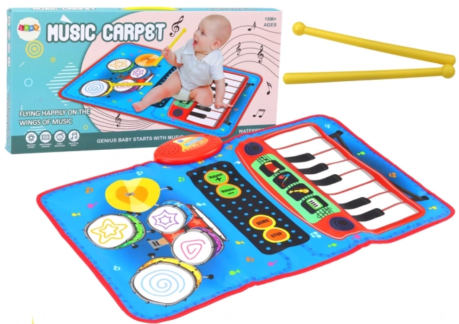 Interaktivní hudební podložka 2v1 bubny a piano s paličkami