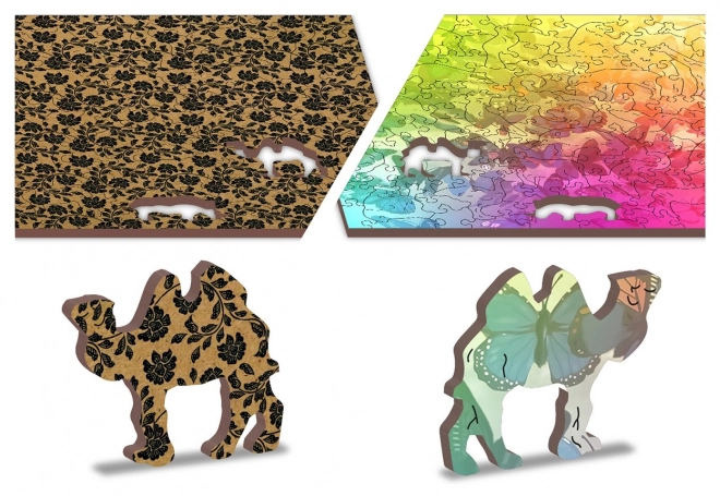 Dřevěné puzzle Motýlí sen 2v1