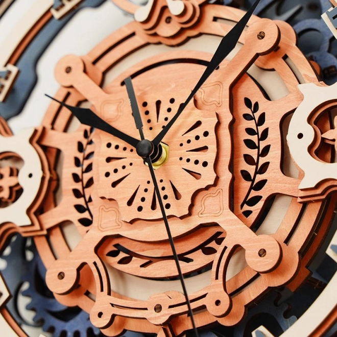 RoboTime 3D dřevěné mechanické puzzle - Nástěnné hodiny