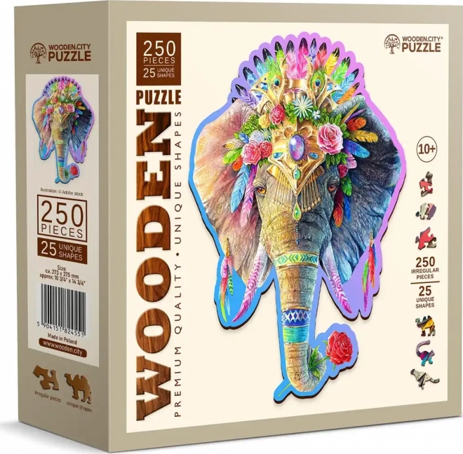 Dřevěné puzzle Elegantní slon od WOODEN CITY, 250 dílků