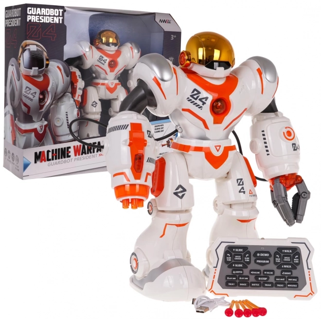 Multifunkční bílý a oranžový dálkově ovládaný robot