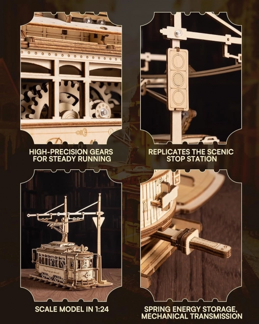 RoboTime 3D dřevěné mechanické puzzle Tramvaj