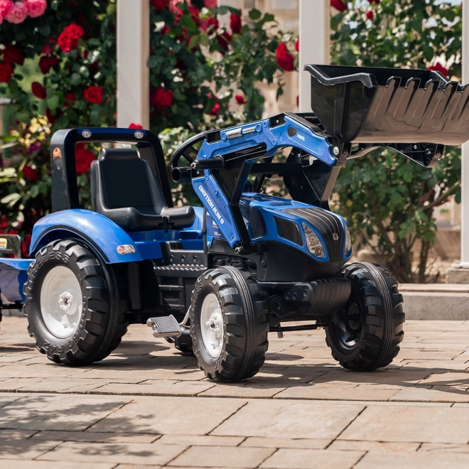 Traktor šlapací New Holland T8 s valníkem a přední lžící mod