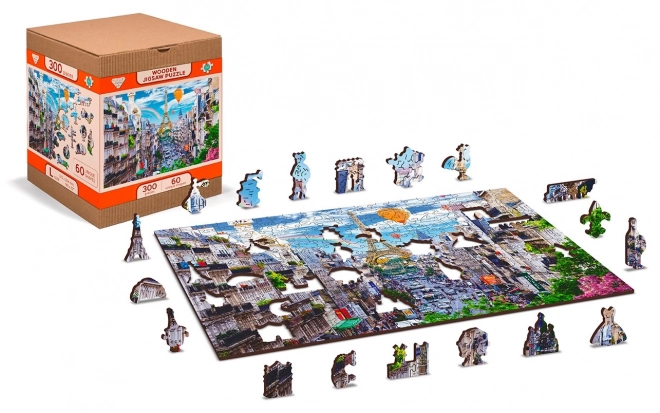 Dřevěné puzzle rušná paříž 2v1