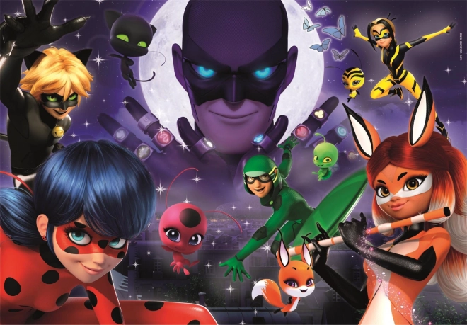 clementoni puzzle miraculous: kouzelná beruška a černý kocour 104 dílků