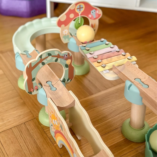 Dřevěná kuličková dráha s Xylofonem Tooky Toy 44 ks