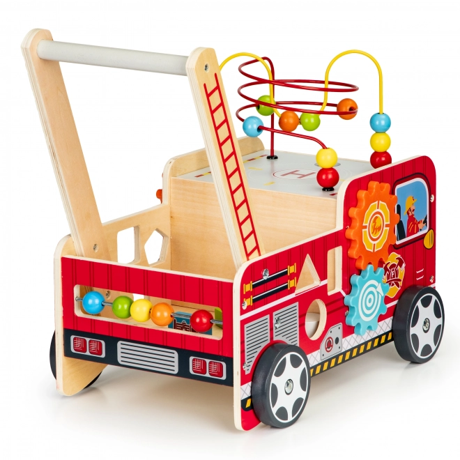 Dřevěný vzdělávací chodítko s kostkami - Hasičské auto ECOTOYS