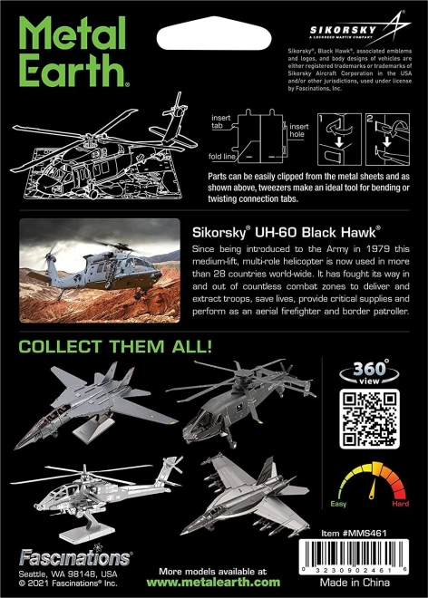 METAL EARTH 3D puzzle Vrtulník Black Hawk