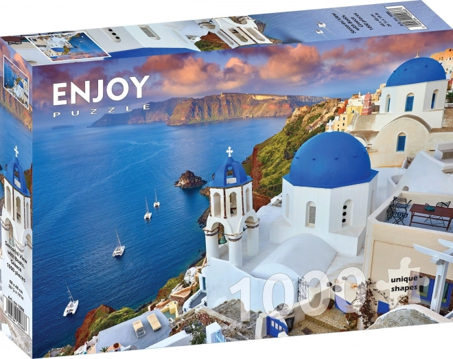 Puzzle Santorini - výhled na lodě