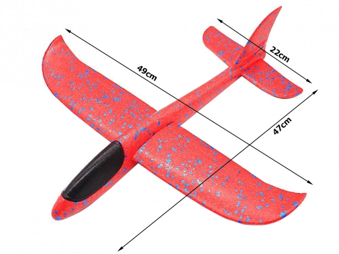 Velký pěnový kluzák 47cm červený