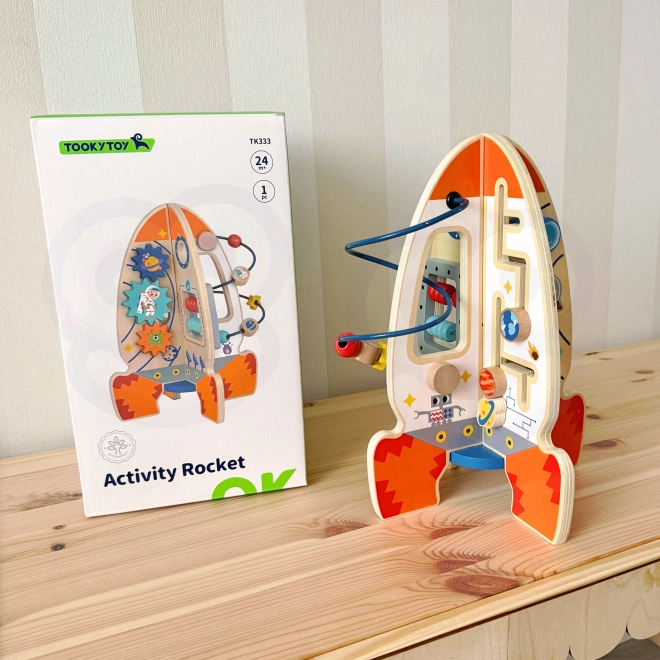Velká dřevěná edukativní hračka raketa