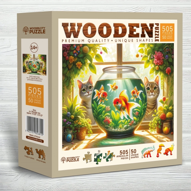 Dřevěné puzzle Kočky a rybičky 505 dílků