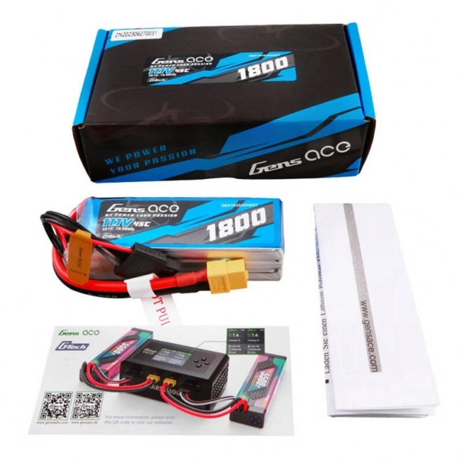 Lithiová polymerová baterie Gens Ace G-Tech 1800mAh 11,1V s XT60 konektorem