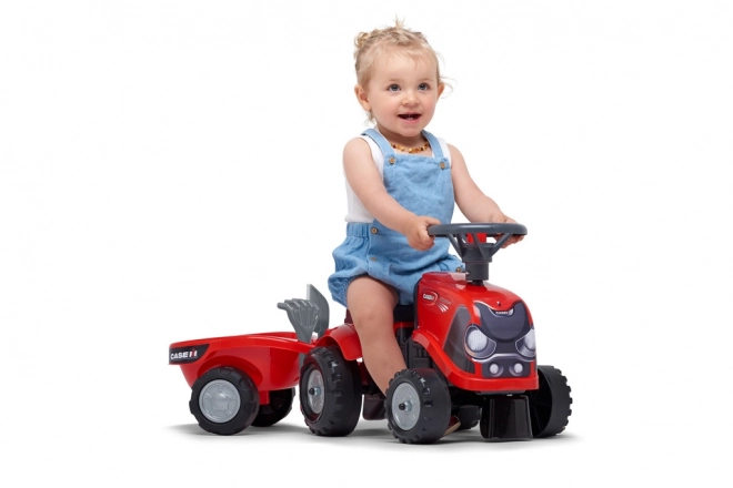 Jezdící traktor Baby Case IH červený s přívěsem