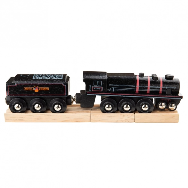 Dřevěná replika parní lokomotivy Bigjigs Rail Black 5