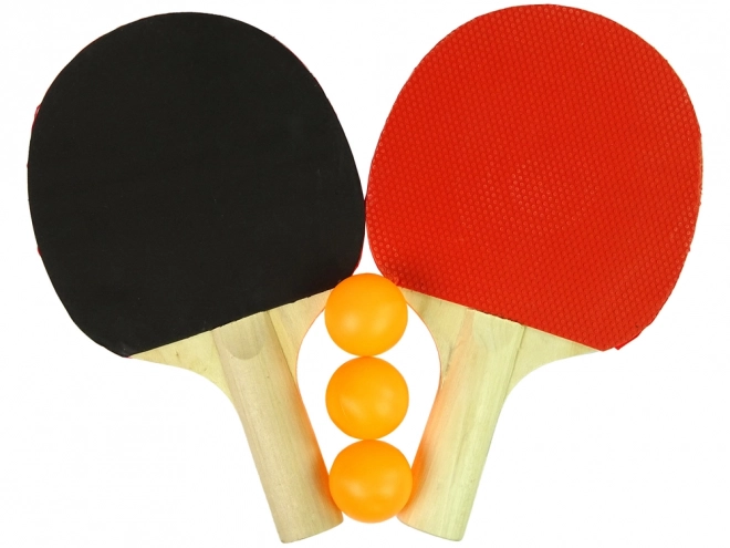 Dřevěné pálky na ping pong se třemi míčky a obalem
