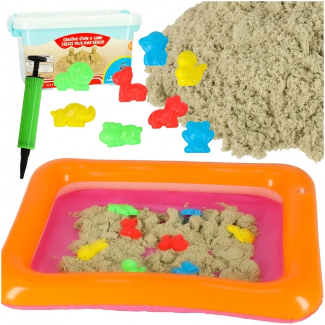 Kinetický písek béžový 1 kg s formičkami – Béžový