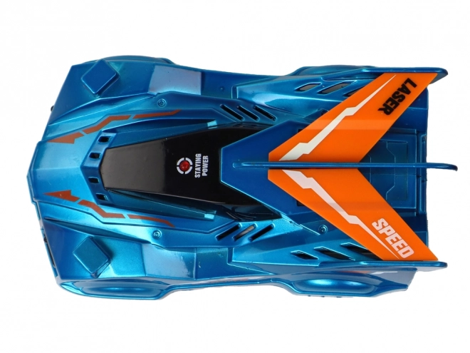 Modrý Auto Lezoucí Po Zdi Na Laser