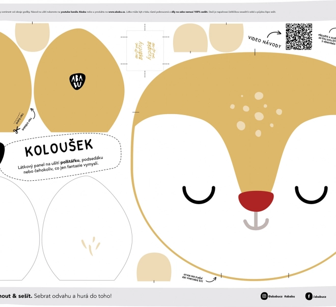 Ababu Panel na šití - polštářek koloušek meruňkový