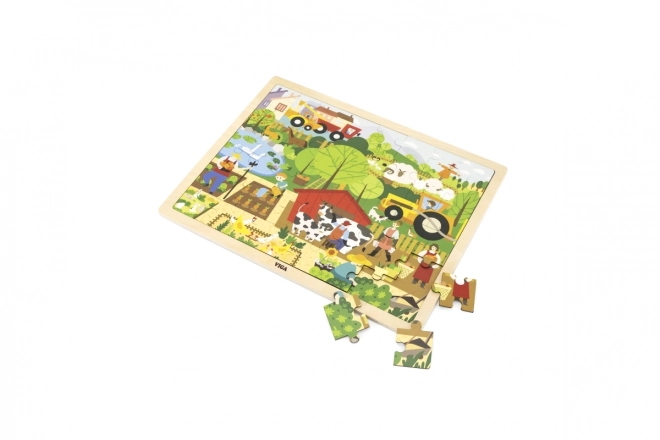 Dřevěné puzzle 48 dílků - farma